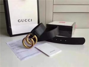 Gucci Leather Belt with Double G Buckle (Varied Colors)