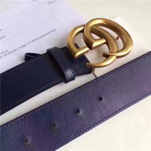 Gucci Leather Belt with Double G Buckle (Varied Colors)