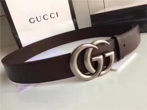 Gucci Leather Belt with Double G Buckle (Varied Colors)