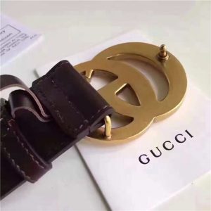 Gucci Leather Belt with Double G Buckle (Varied Colors)