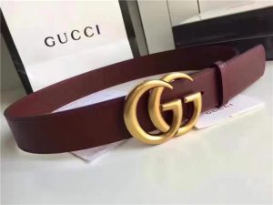 Gucci Leather Belt with Double G Buckle (Varied Colors)