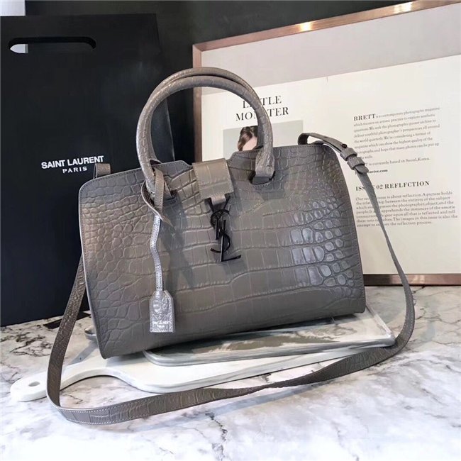 Yves Saint Laurent Small Cabas YSL Bag Crocodile Embossed (Varied Colors)