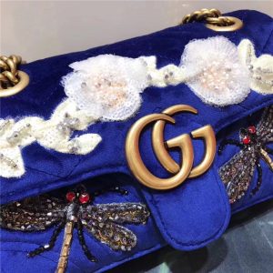 Gucci GG Marmont Embroidered Velvet Mini Bag Crystal Embroidered Flower (Varied Colors)