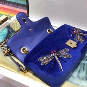 Gucci GG Marmont Embroidered Velvet Mini Bag Crystal Embroidered Flower (Varied Colors)