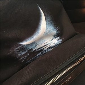 Yves Saint Laurent City Moonlight Backpack With Pocket Patch Black Twill And Leather