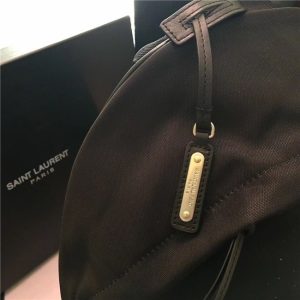 Yves Saint Laurent City Moonlight Backpack With Pocket Patch Black Twill And Leather