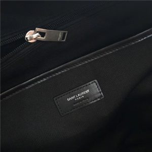 Yves Saint Laurent City Moonlight Backpack With Pocket Patch Black Twill And Leather
