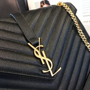 Yves Saint Laurent Cassandre Large Caviar Shoulder Black Bag