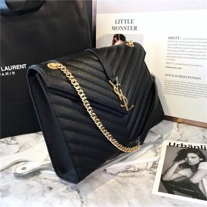 Yves Saint Laurent Large Envelope Chain Bag Black
