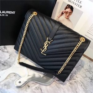 Yves Saint Laurent Large Envelope Chain Bag Black