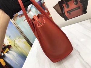 Celine Micro Luggage Tote Orange Pebbled Leather