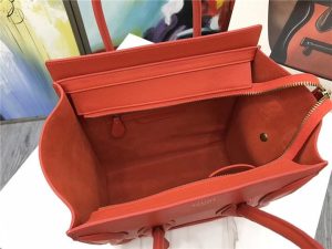 Celine Micro Luggage Tote Orange Pebbled Leather