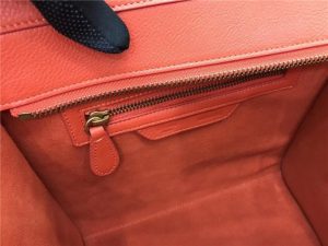 Celine Micro Luggage Tote Orange Pebbled Leather
