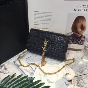 Yves Saint Laurent Medium Kate Tassel Chain Bag Crocodile Embossed Shiny Leather (Varied Colors)
