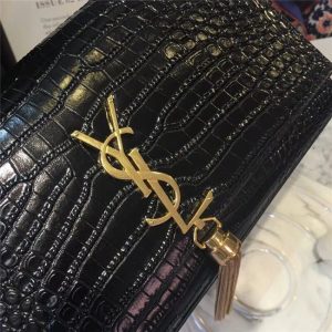 Yves Saint Laurent Medium Kate Tassel Chain Bag Crocodile Embossed Shiny Leather (Varied Colors)