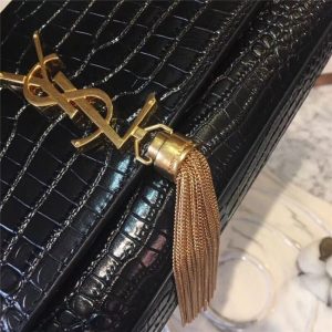 Yves Saint Laurent Medium Kate Tassel Chain Bag Crocodile Embossed Shiny Leather (Varied Colors)