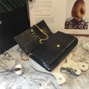 Yves Saint Laurent Medium Kate Tassel Chain Bag Crocodile Embossed Shiny Leather (Varied Colors)