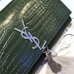 Yves Saint Laurent Medium Kate Tassel Chain Bag Crocodile Embossed Shiny Leather (Varied Colors)