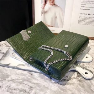 Yves Saint Laurent Medium Kate Tassel Chain Bag Crocodile Embossed Shiny Leather (Varied Colors)