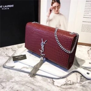 Yves Saint Laurent Medium Kate Tassel Chain Bag Crocodile Embossed Shiny Leather (Varied Colors)