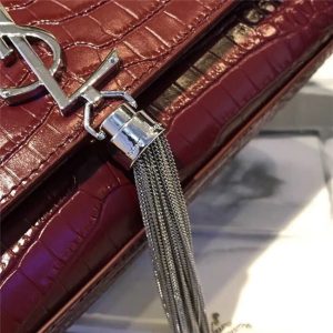 Yves Saint Laurent Medium Kate Tassel Chain Bag Crocodile Embossed Shiny Leather (Varied Colors)