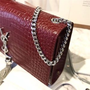 Yves Saint Laurent Medium Kate Tassel Chain Bag Crocodile Embossed Shiny Leather (Varied Colors)