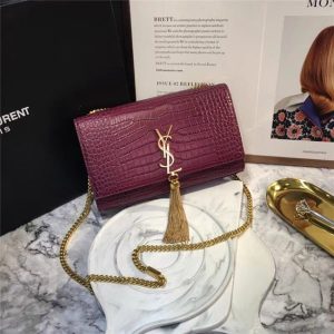 Yves Saint Laurent Medium Kate Tassel Chain Bag Crocodile Embossed Shiny Leather (Varied Colors)