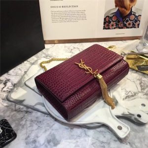 Yves Saint Laurent Medium Kate Tassel Chain Bag Crocodile Embossed Shiny Leather (Varied Colors)