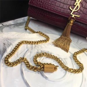 Yves Saint Laurent Medium Kate Tassel Chain Bag Crocodile Embossed Shiny Leather (Varied Colors)