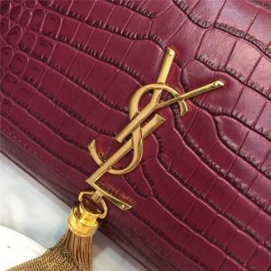 Yves Saint Laurent Medium Kate Tassel Chain Bag Crocodile Embossed Shiny Leather (Varied Colors)