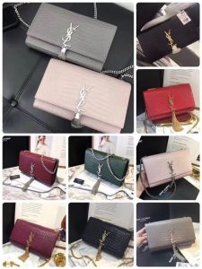 Yves Saint Laurent Medium Kate Tassel Chain Bag Crocodile Embossed Shiny Leather (Varied Colors)