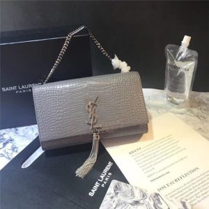 Yves Saint Laurent Medium Kate Tassel Chain Bag Crocodile Embossed Shiny Leather (Varied Colors)
