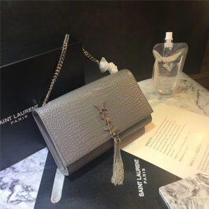 Yves Saint Laurent Medium Kate Tassel Chain Bag Crocodile Embossed Shiny Leather (Varied Colors)