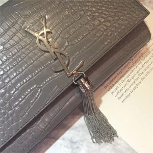 Yves Saint Laurent Medium Kate Tassel Chain Bag Crocodile Embossed Shiny Leather (Varied Colors)
