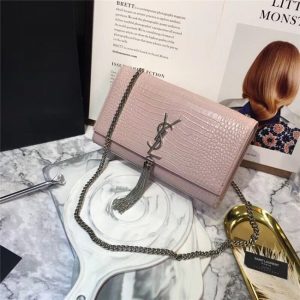 Yves Saint Laurent Medium Kate Tassel Chain Bag Crocodile Embossed Shiny Leather (Varied Colors)