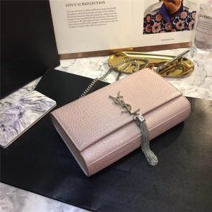 Yves Saint Laurent Medium Kate Tassel Chain Bag Crocodile Embossed Shiny Leather (Varied Colors)