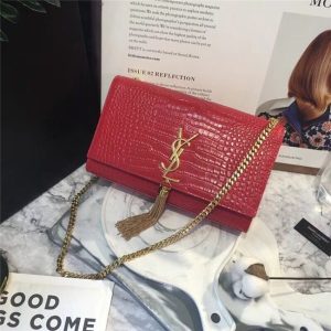 Yves Saint Laurent Medium Kate Tassel Chain Bag Crocodile Embossed Shiny Leather (Varied Colors)