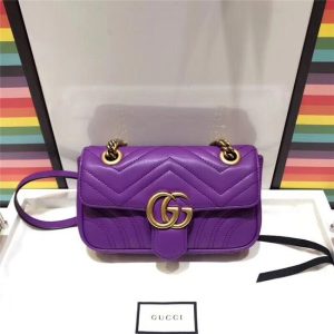 Gucci GG Marmont Matelass Mini Bag Purple Leather