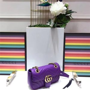 Gucci GG Marmont Matelass Mini Bag Purple Leather