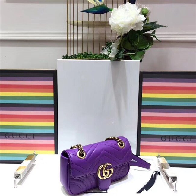 Gucci GG Marmont Matelass Mini Bag Purple Leather