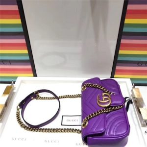 Gucci GG Marmont Matelass Mini Bag Purple Leather