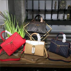 Louis Vuitton Zipped Handbag PM Monogram Empreinte Leather Papyrus Creme