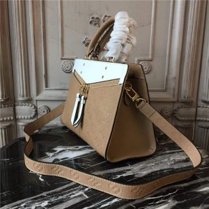 Louis Vuitton Zipped Handbag PM Monogram Empreinte Leather Papyrus Creme