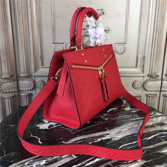 Louis Vuitton Zipped Handbag PM Monogram Empreinte Leather Cherry