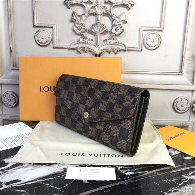 Louis Vuitton Sarah Wallet Damier Ebene Brown