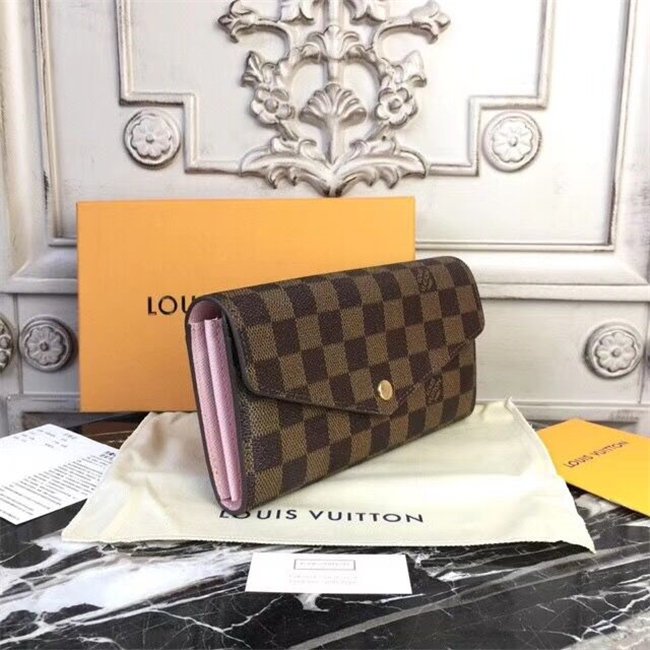 Louis Vuitton Sarah Wallet Damier Ebene Rose Ballerine