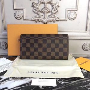 Louis Vuitton Sarah Wallet Damier Ebene Rose Ballerine