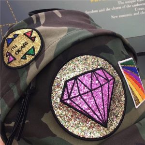 Yves Saint Laurent Classic City Backpack Khaki Cotton Gabardine Camouflage And Black Leather