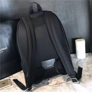 Yves Saint Laurent City Backpack With Pocket Patch Black Twill And Leather