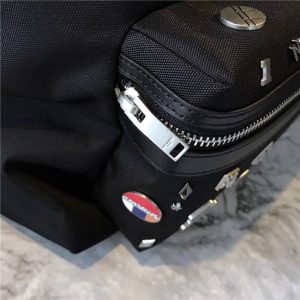 Yves Saint Laurent City Backpack With Pocket Patch Black Twill And Leather